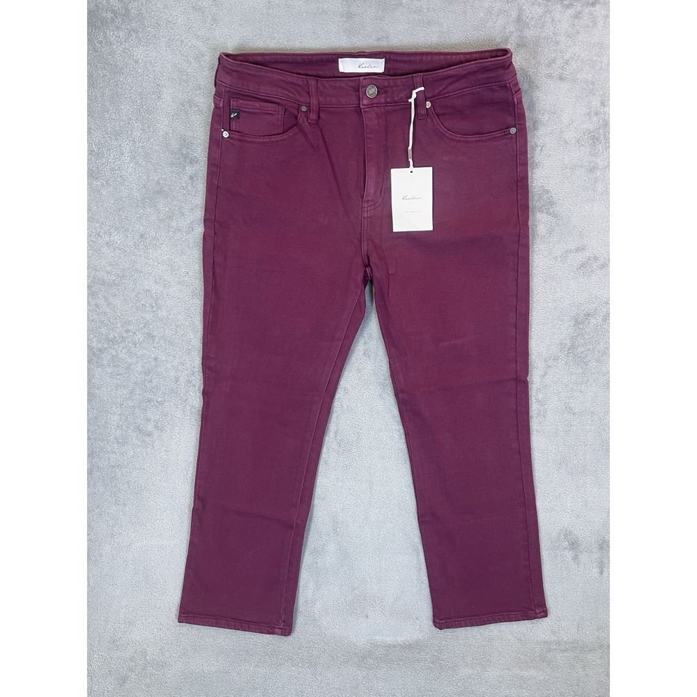 New KanCan‎ Jeans Womens 12 Burgundy Madrid High Rise Slim Straight Stretch